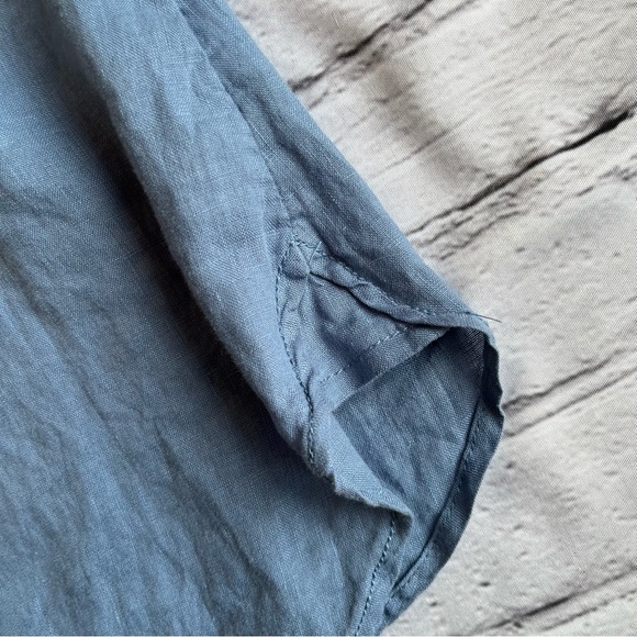 Sigrid Olsen Blue Long Linen Lagenlook Top Button Down Shirt Medium Pockets - Picture 5 of 14